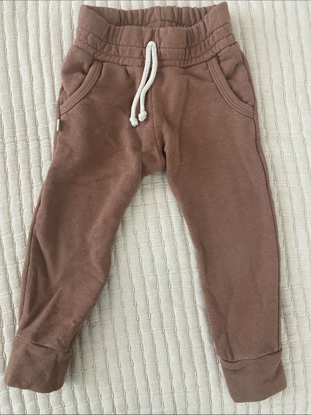 Kids Cozy Brown Jogger Pants with Drawstring